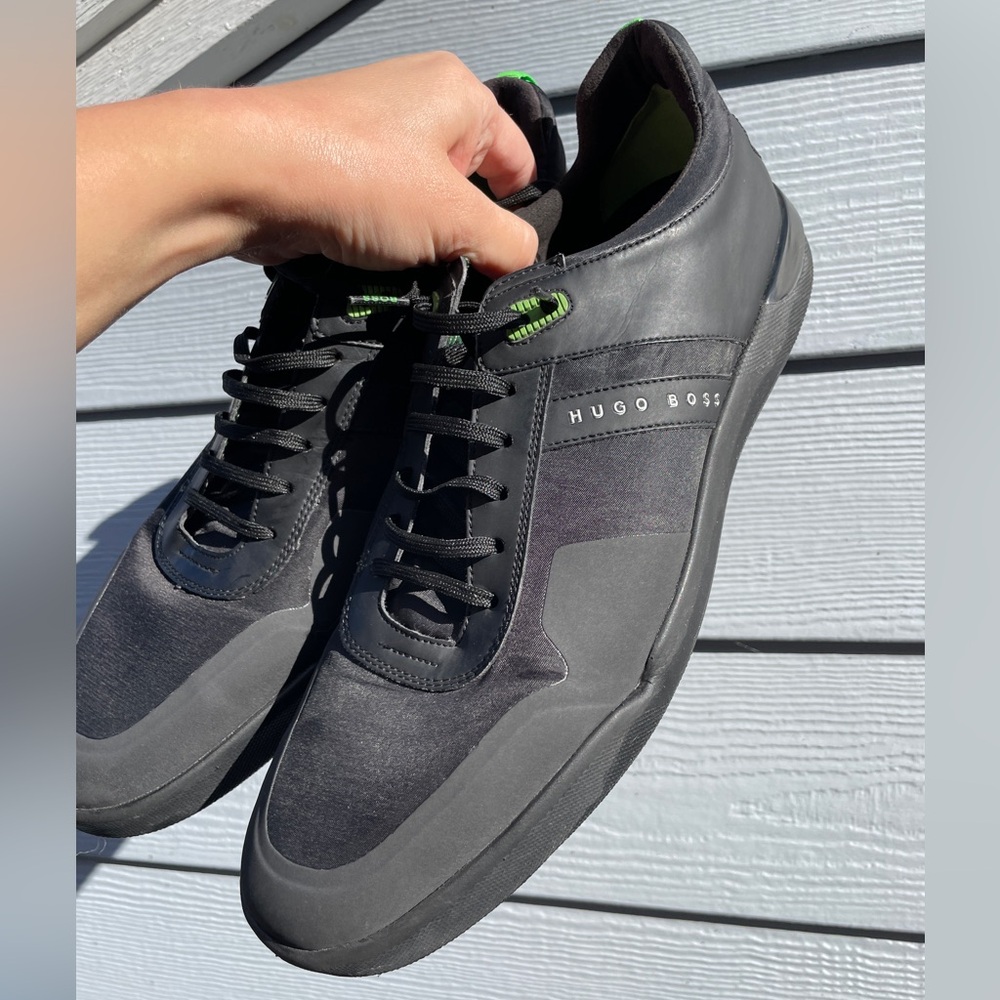 Hugo Boss Mens Feather Tenn black sneakers size US12/EU45 brand new